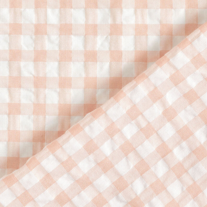 Large gingham check seersucker – white/light dusky pink,  image number 4