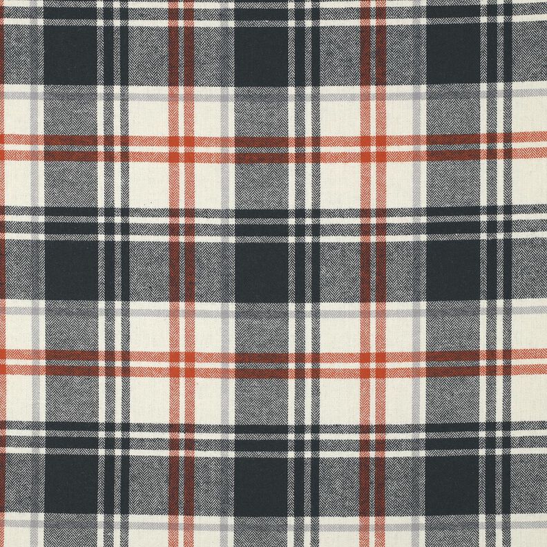 Cotton Flannel Check with herringbone pattern – blue-black/cream, image number 1