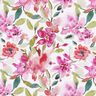 viscose fabric Watercolor spring flowers – white/pastel violet,  thumbnail number 1