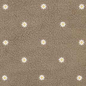 Teddy Fur Embroidered Flowers | Poppy Fabrics – dark taupe, 
