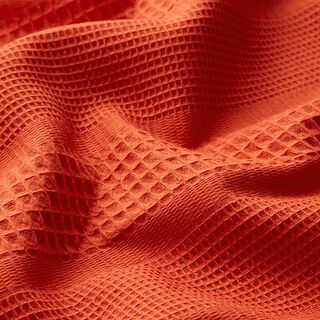 Waffle Piqué horizontal stripes – terracotta, 