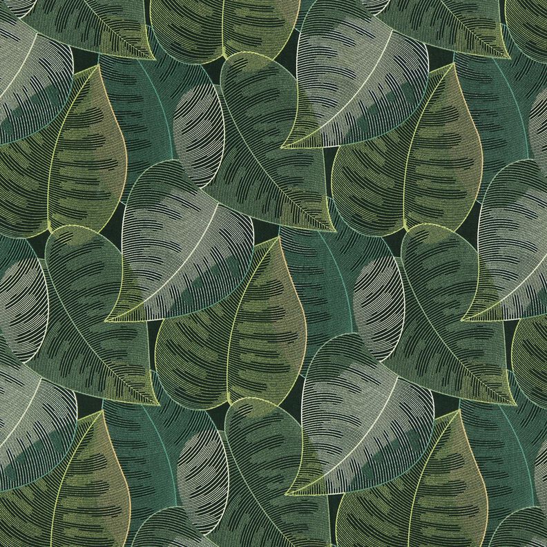 Decor Fabric Cotton Twill minimalist leaves – dark green, image number 1