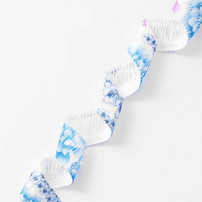 Fringe Flowers [30 mm] – white/blue,  image number 1