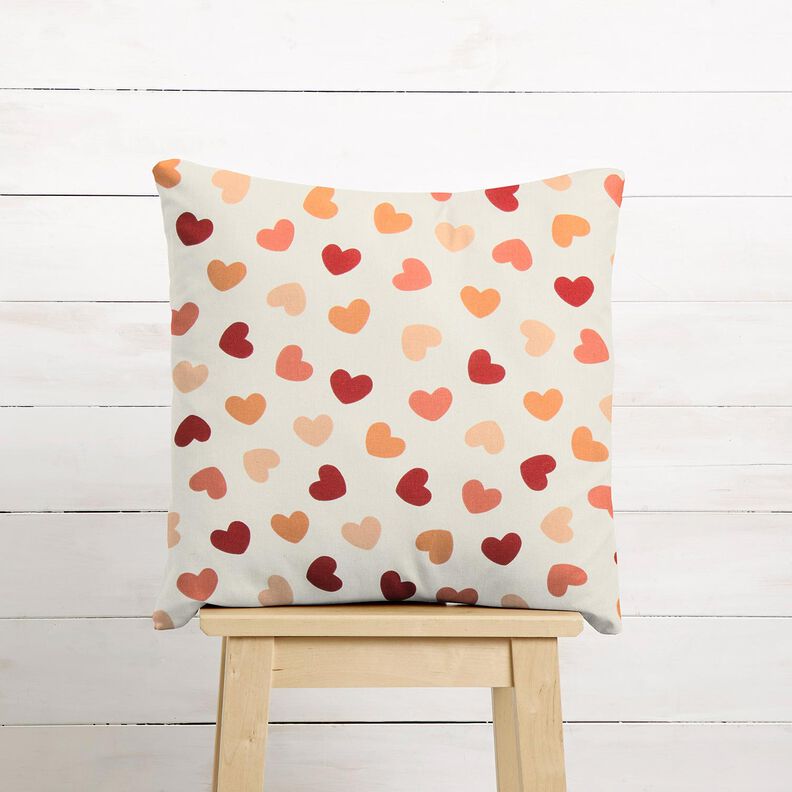 Decor Fabric Half Panama dispersed hearts – cream/dark red,  image number 10