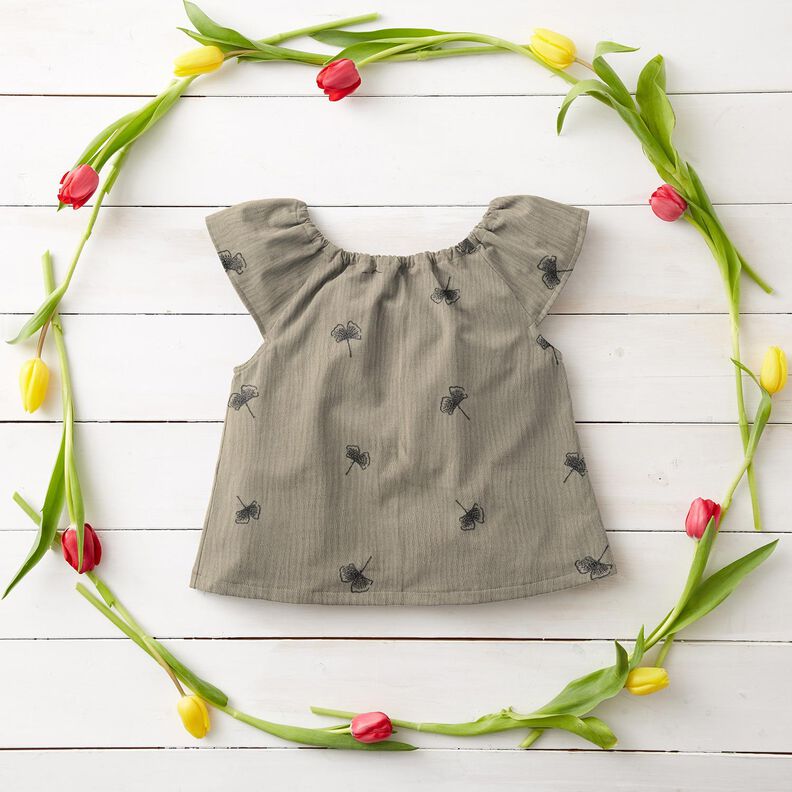 Double Gauze/Muslin embroidered ginkgo – light grey,  image number 6