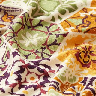 Viscose jersey boho tiles – natural/green, 