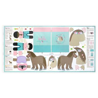 HORSE LOVE horse Cut & Sew fabric panel on cotton [ 80 x 155 cm ] | Kullaloo, 