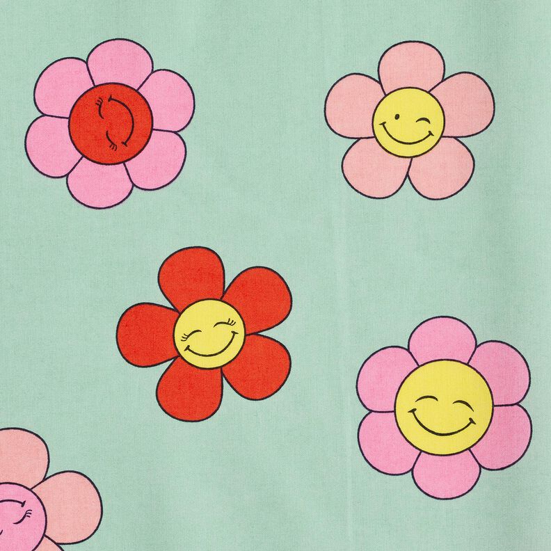 Coated Cotton cheerful flowers | Poppy Fabrics – mint/lemon yellow,  image number 7