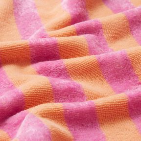 Towelling Fabric Bamboo Block Stripes – light orange/pink, 