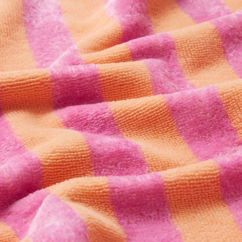 Towelling Fabric Bamboo Block Stripes – light orange/pink, image number 3
