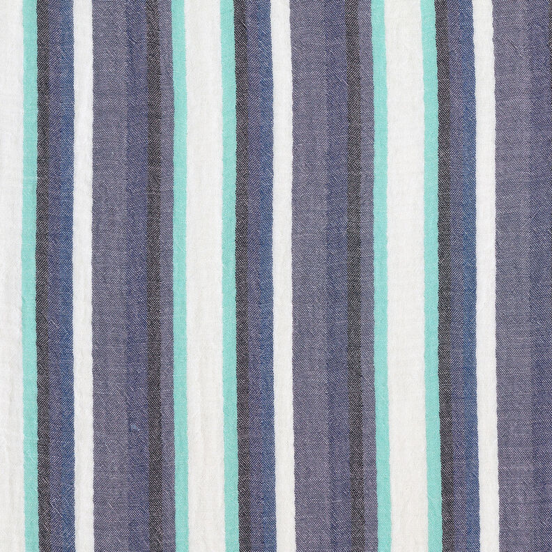 Double Gauze/Muslin yarn-dyed stripes – indigo/ice blue, image number 1