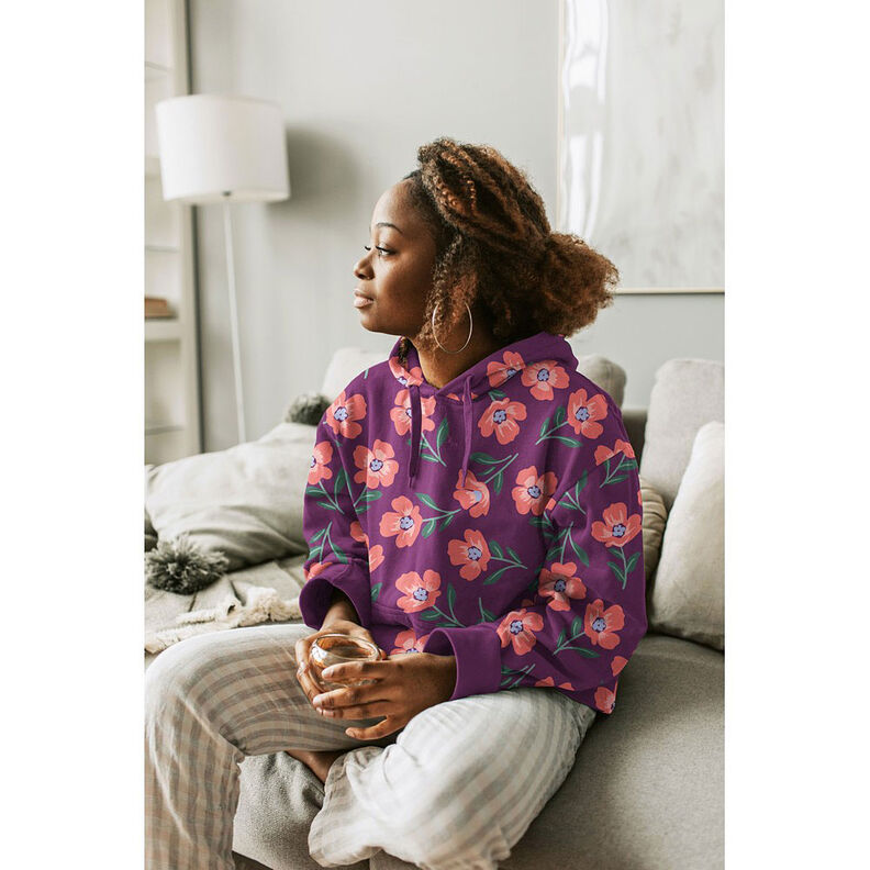 Brushed Sweatshirt Fabric Flowers | by Poppy – red lilac/lobster,  image number 6