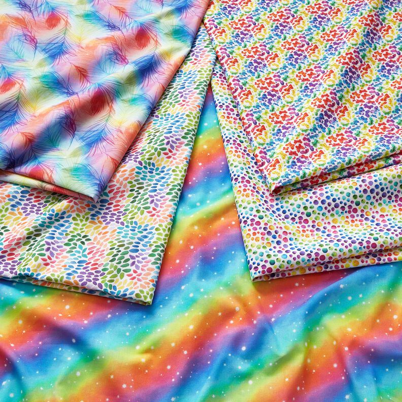 Cotton Poplin Rainbow dots Digital Print – white/colour mix, image number 5