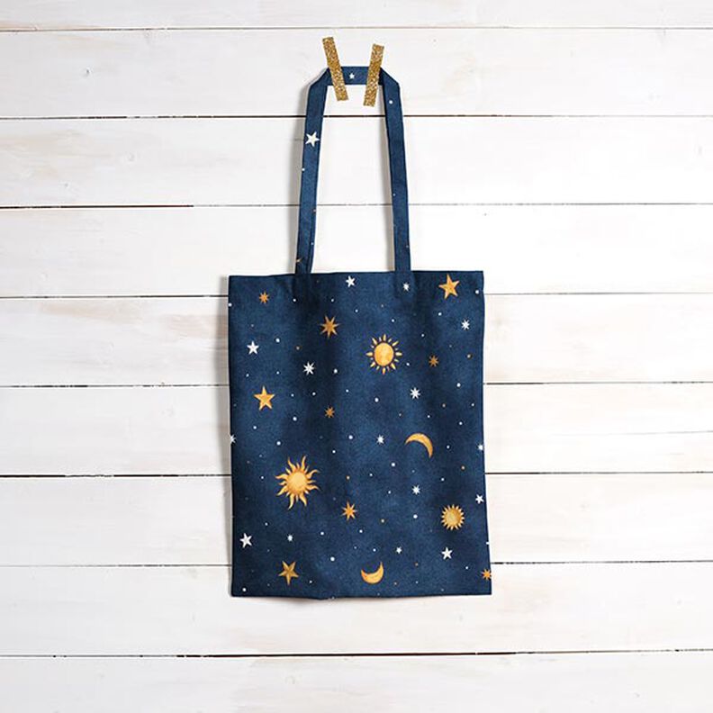 Decor Fabric Glow in the dark night sky – gold/navy blue,  image number 10