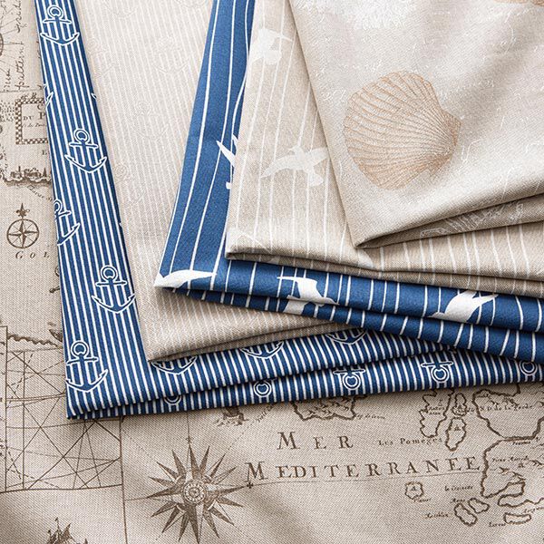 Decor Fabric Half Panama anchor – ocean blue/white,  image number 5