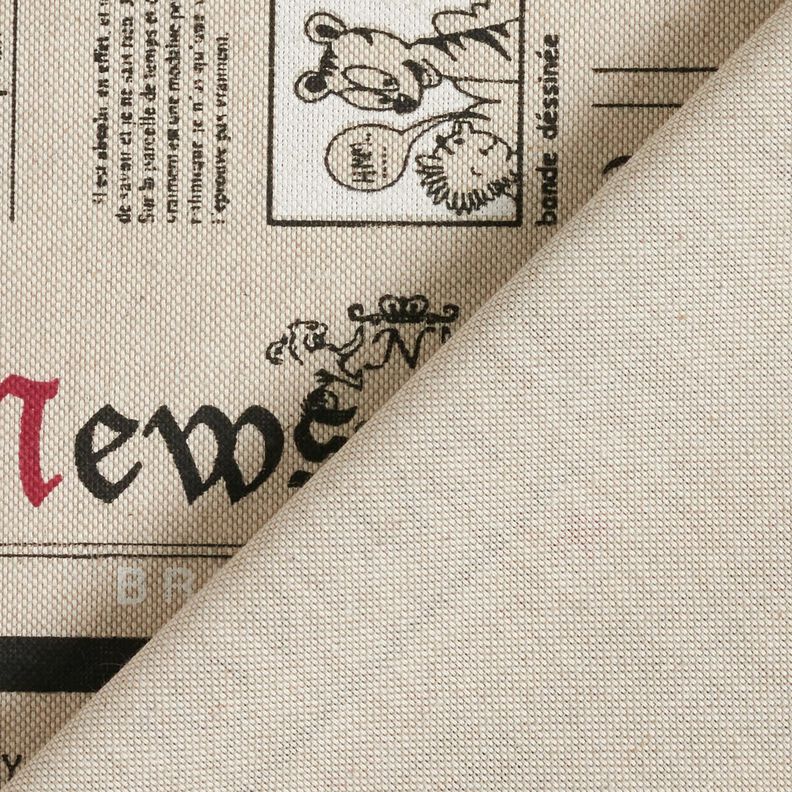 Decor Fabric Half Panama international newspaper – natural/black,  image number 4
