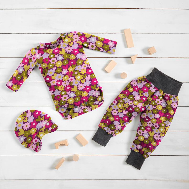 Cotton Jersey colourful flowers | Poppy Fabrics – grape,  image number 6