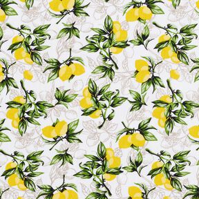 Cotton Cretonne Lemon branches – white/lemon yellow, 