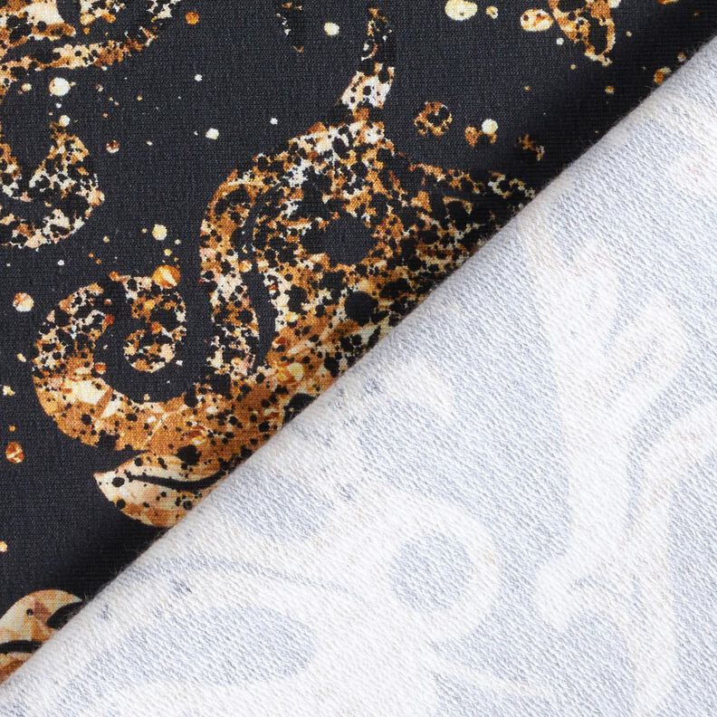 French Terry Border fabric golden ornaments | Glitzerpüppi – black/antique gold,  image number 4
