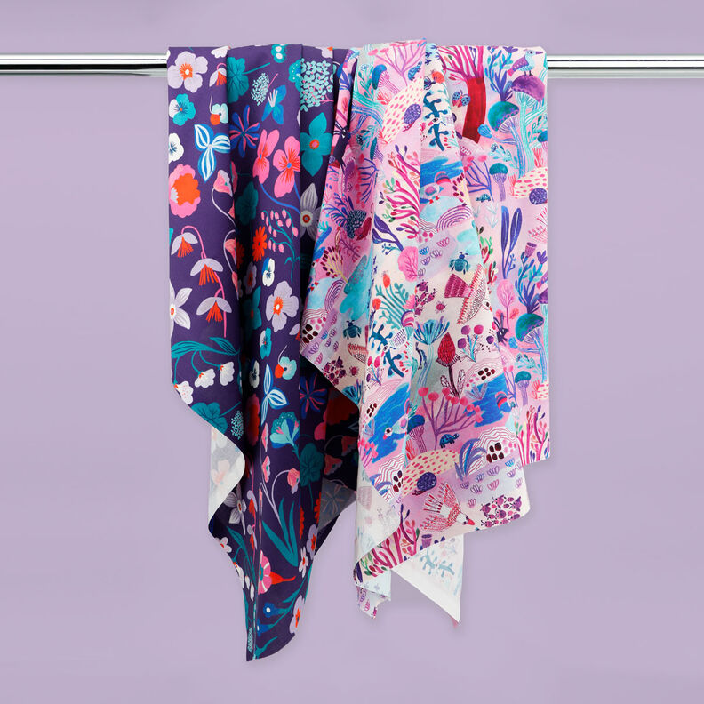 Cotton Poplin Sunshine Digital Print | Nerida Hansen – lavender/dark red,  image number 6