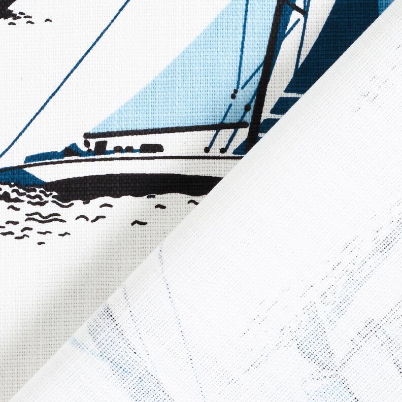 Decor Fabric Panama sailing ships – white/ocean blue,  image number 4