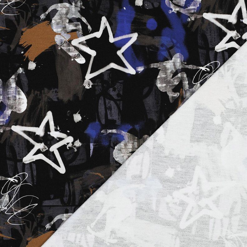 French Terry Skate graffiti Digital Print | Poppy Fabrics – black/indigo,  image number 4