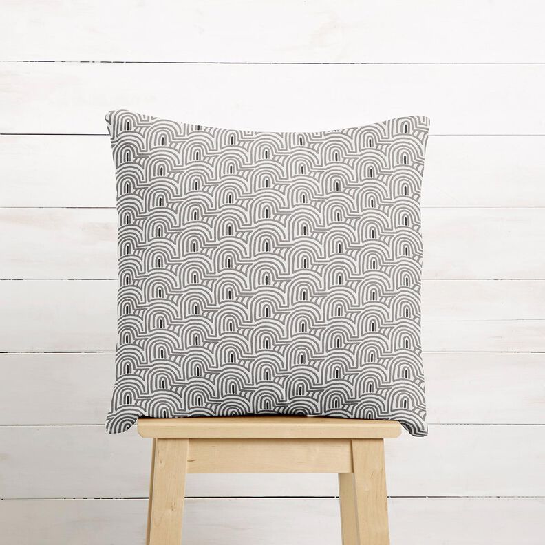 Decor Fabric Half Panama minimalist arches – white/grey, image number 6