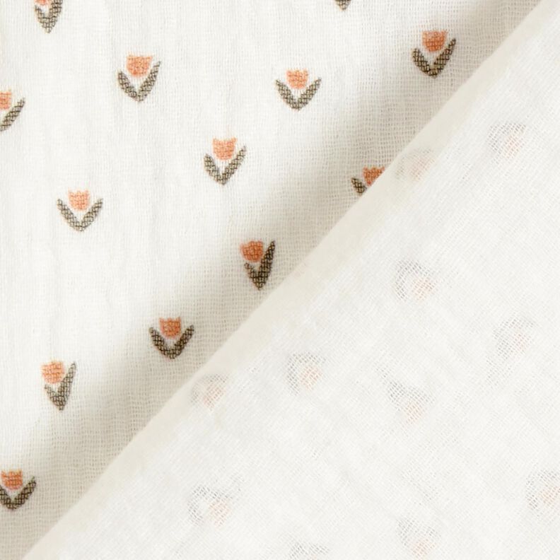 Double Gauze/Muslin mini tulips Digital Print – white, image number 4