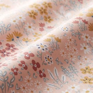 Coated Cotton colourful floral meadow – light pink/pale berry, 