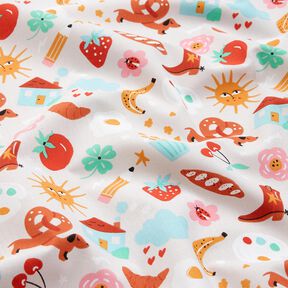 Cotton Poplin colourful hustle and bustle– misty grey, 