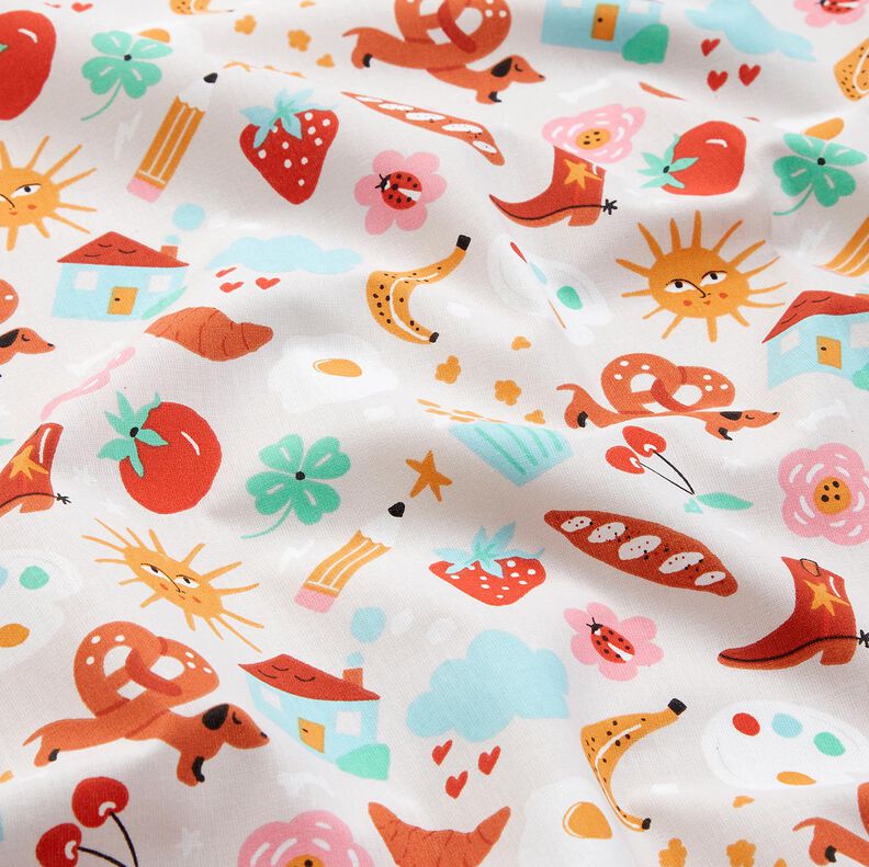 Cotton Poplin colourful hustle and bustle– misty grey, image number 2