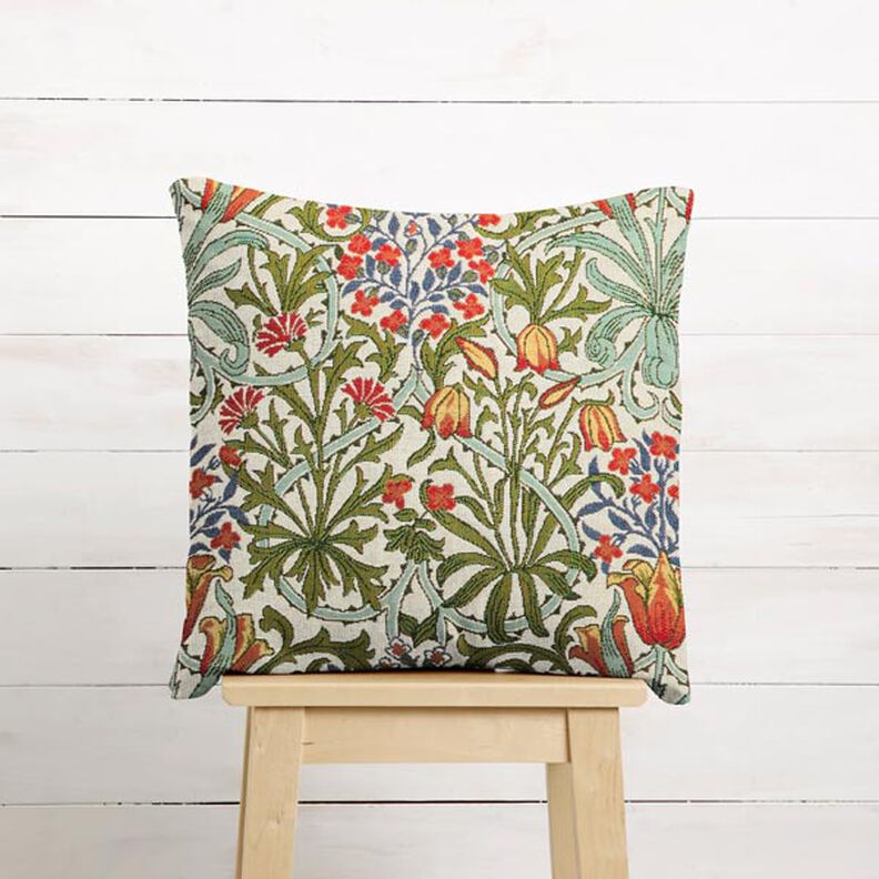 Decor Fabric Tapestry Fabric floral art nouveau motif – cream/light green,  image number 5