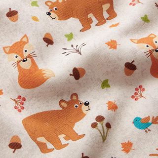 Brushed Sweatshirt Fabric Woodland Animals Mottled – light beige, 