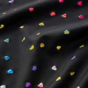 Foil jersey, colourful shimmering hearts &ndash; black, 