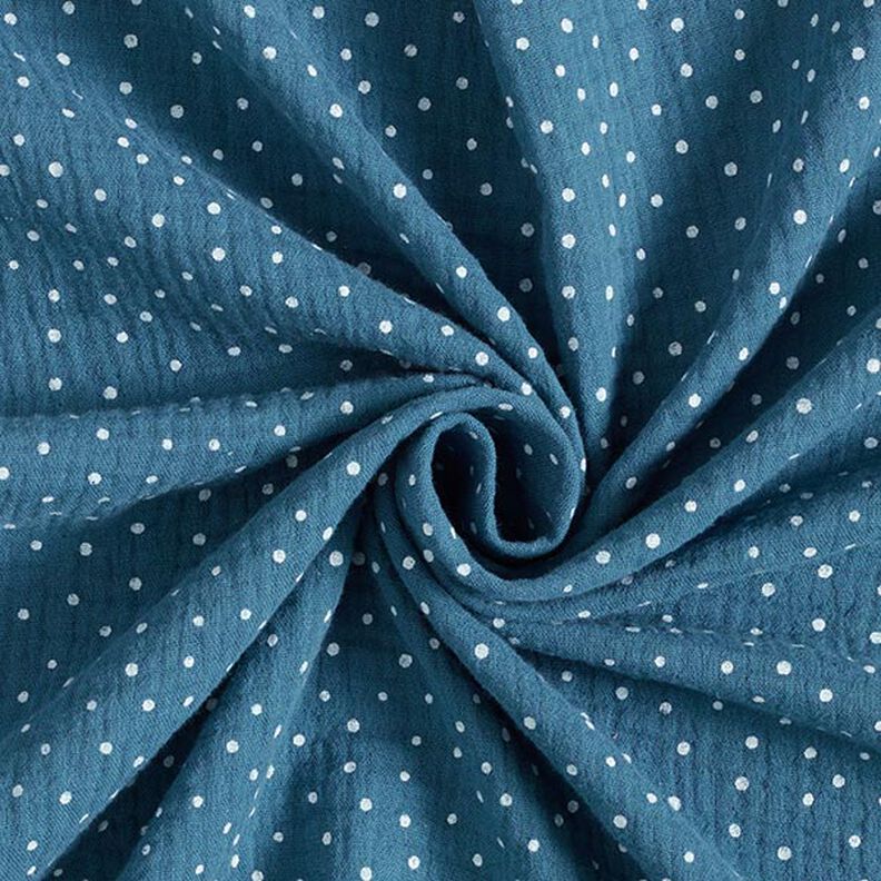 Double Gauze/Muslin Polka Dots – denim blue/white,  image number 3