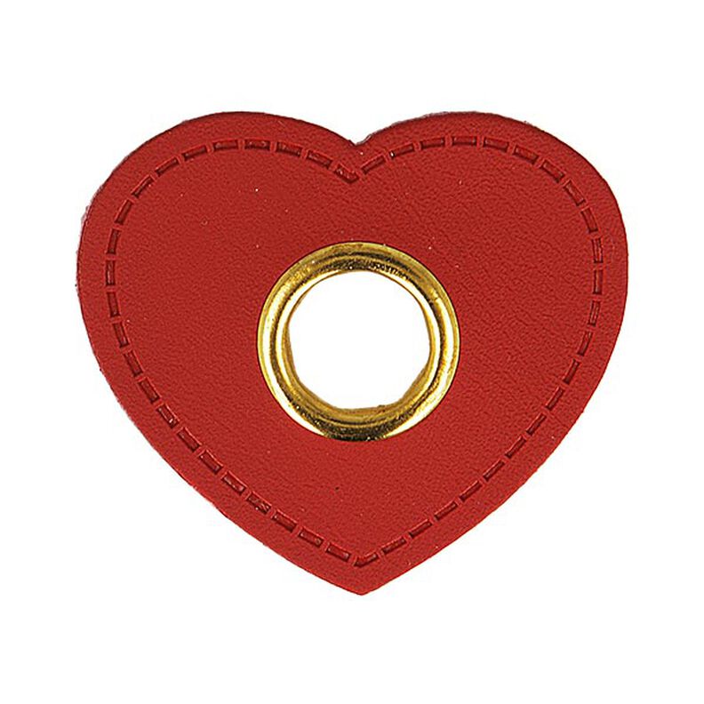 Imitation Leather Eyelet Patch Hearts  [ 4 pieces ] – carmine,  image number 1
