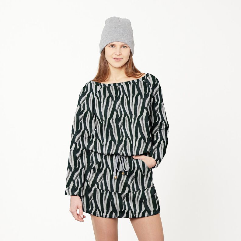 French terry brushed zebra digital print – black/silver, image number 5