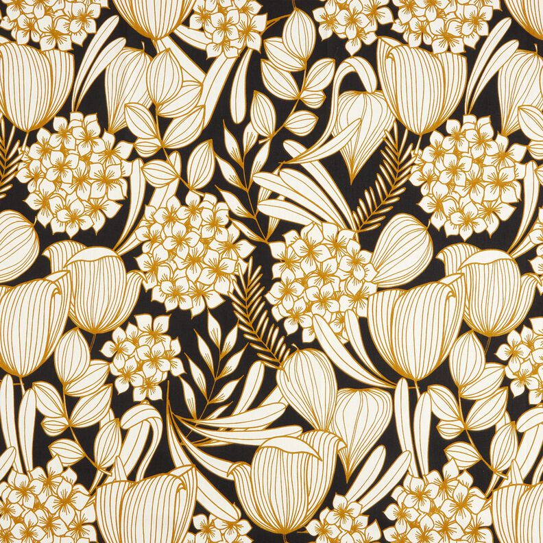 Sateen Tropical Flowers – black,  image number 1