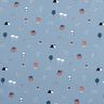GOTS Cotton Poplin Bear and owl on the move – light wash denim blue,  thumbnail number 1