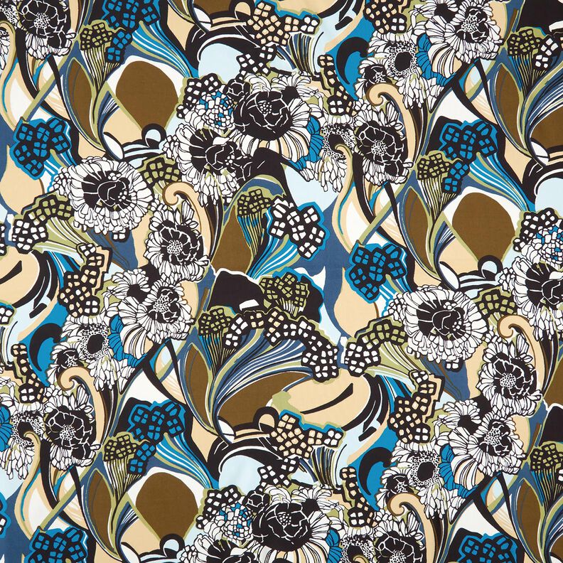 Viscose fabric flowers and leaves – black,  image number 1