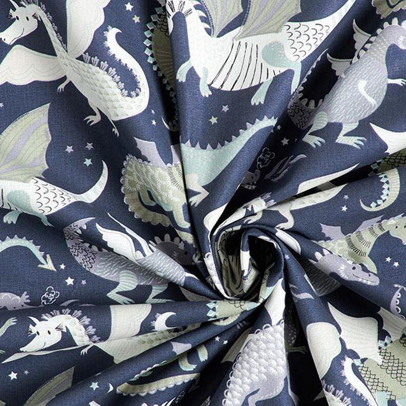 Cotton Cretonne Dragons & Monsters – anthracite/green,  image number 3