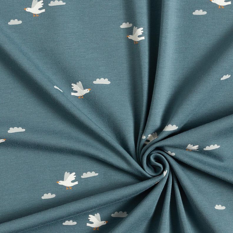Cotton Jersey little seagulls &ndash; blue,  image number 3