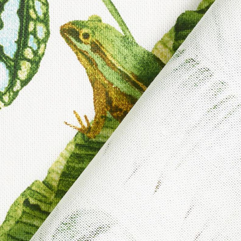 Decor Fabric Half Panama exotic leaves – green/white,  image number 5