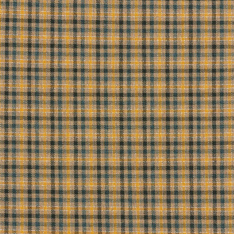 Viscose Blend checks with lurex – dark beige/curry yellow,  image number 1
