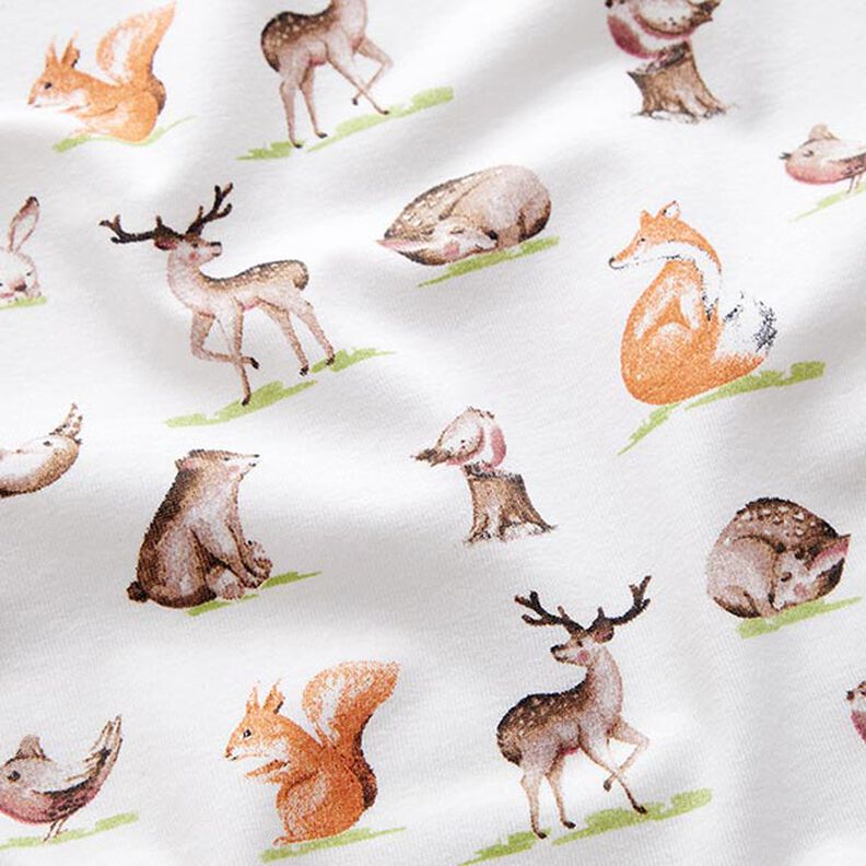 Organic Cotton Jersey Watercolour woodland animals – offwhite,  image number 2