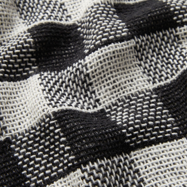 Coat fabric double weave check – black/white, image number 2
