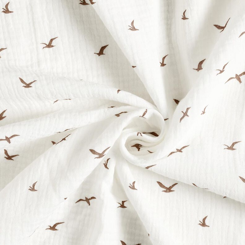 Double Gauze/Muslin seagulls – ivory/dark taupe,  image number 3