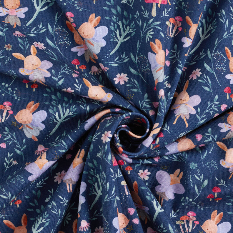 GOTS Cotton Jersey Bunny fairies Digital Print – navy blue,  image number 3
