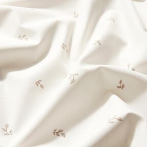 Cotton Poplin small leafy branches – white/misty grey, 