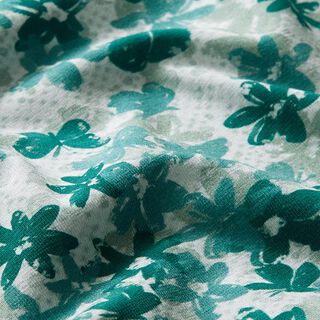 GOTS Cotton jersey Butterflies & flowers | Tula – pastel green, 